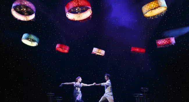 Cirque du Soleil act using multiple drones on stage