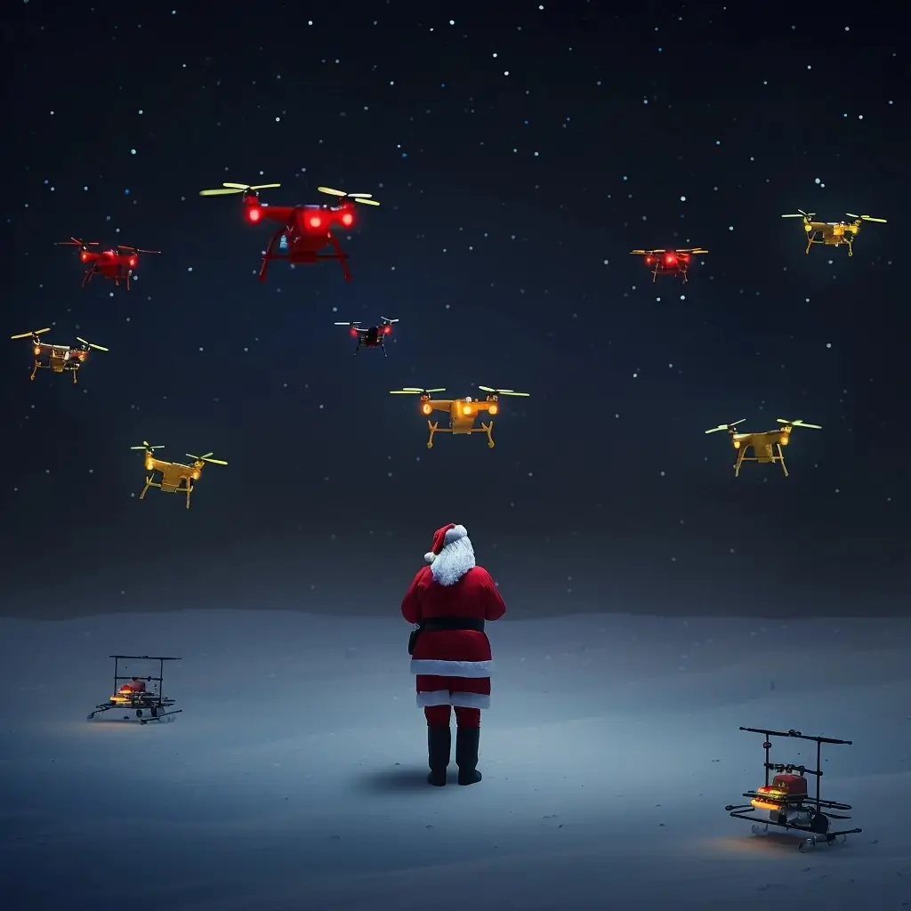 Santa Claus with drones